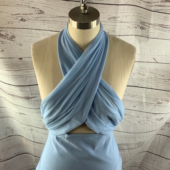 BEC N BRIDGE baby blue NWT twist-Neck absolutely gorgeous Midi Dress - Picture 6 of 10